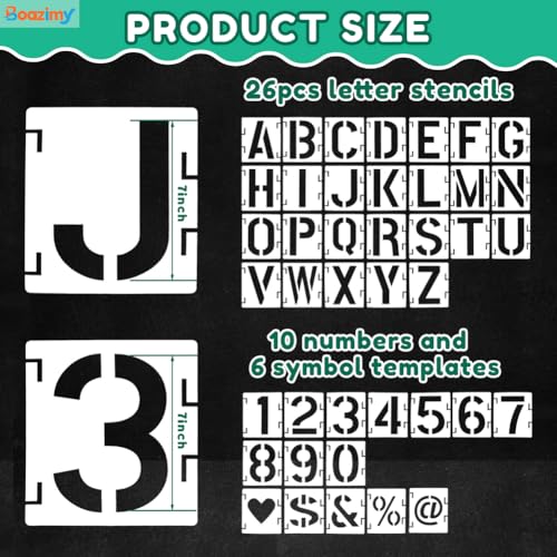 7 Inch 42 Pcs Reusable Letter Number Symbol Stencils (42 Count)