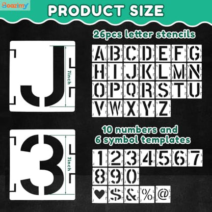 7 Inch 42 Pcs Reusable Letter Number Symbol Stencils (42 Count)