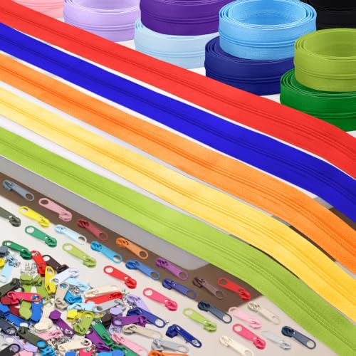 28.6 Yards 26 Pieces Sewing Zippers #3 Nylon Coil Zippers Assorted Zipper for Sewing with 104 Zipper Sliders for DIY Tailor Sewing Crafts Supplies (26 Count)