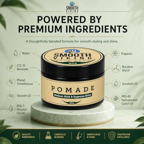 Smooth Viking Medium Hold & High Shine Pomade (2 Ounce)
