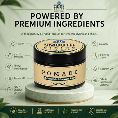 Smooth Viking Medium Hold & High Shine Pomade (2 Ounce)
