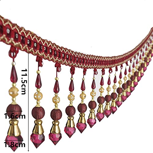 3yards Beading Fringe Trimming Long Beads Tassel Curtain Trim Ribbon Trim for Cover Edge Decorative
