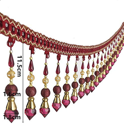 3yards Beading Fringe Trimming Long Beads Tassel Curtain Trim Ribbon Trim for Cover Edge Decorative