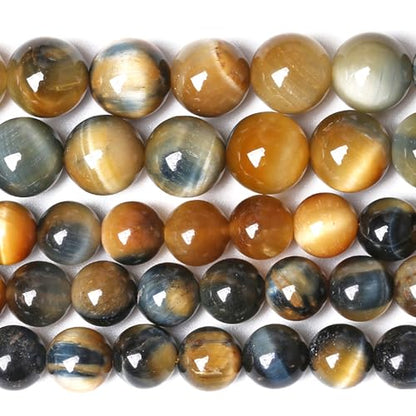 6MM Dream Blue Tiger Eye Stone Beads Natural Gemstone Round Loose Beads for Jewelry Making Bracelet Necklace 120pcs 2 Strands 32"