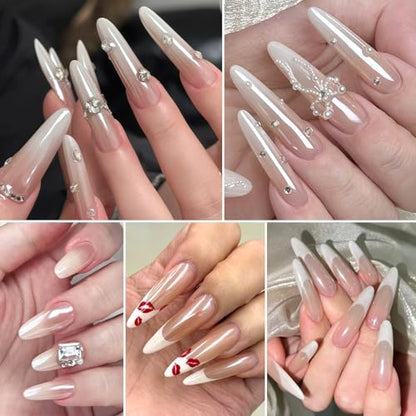3Pcs Moonlight White Pearl Chrome Nail Powder