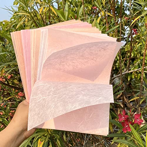 A4 Natural Fiber Mulberry Paper Sheets Art Tissue Washi Paper Design Craft Art Origami Suppliers Card Making Writing Painting 50 Sheets (50 Count)