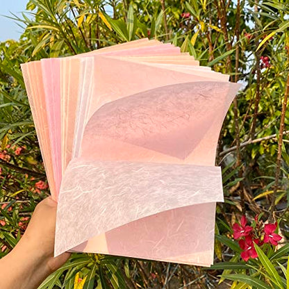 A4 Natural Fiber Mulberry Paper Sheets Art Tissue Washi Paper Design Craft Art Origami Suppliers Card Making Writing Painting 50 Sheets (50 Count)