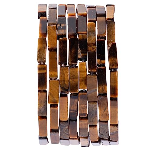 Natural Yellow Tiger Eye Rectangle Tube Beads 4x13mm 38cm (28 Count)