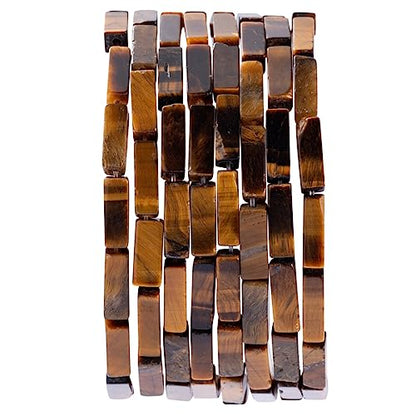 Natural Yellow Tiger Eye Rectangle Tube Beads 4x13mm 38cm (28 Count)