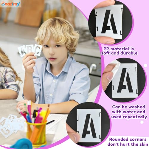 1.5 Inch 42 Pcs Reusable Letter Number Symbol Stencils