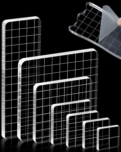7 Pieces FIVEIZERO Acrylic Stamp Block with Grid Lines (7 Count)