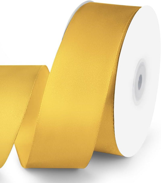 KMER LIFE 1-1/2" Wide x 50 Yards Yellow Satin Ribbon - Perfect for Wedding Decor, Wreath, Crafts, Gift Wrapping & Other Projects - Crafty Corner