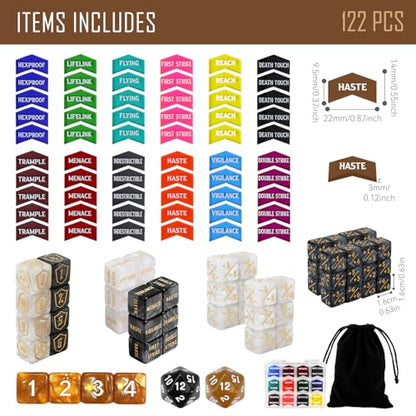 122PCS MTG Abilities Keyword Tokens Dice Counters Set for Magic The Gatering