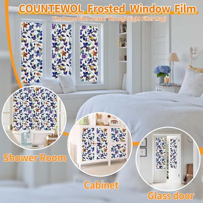Window Privacy Film with Installation Tools Home Decorative Colored Glass Window Stickers Reusable electrostatic Rainbow Stickers