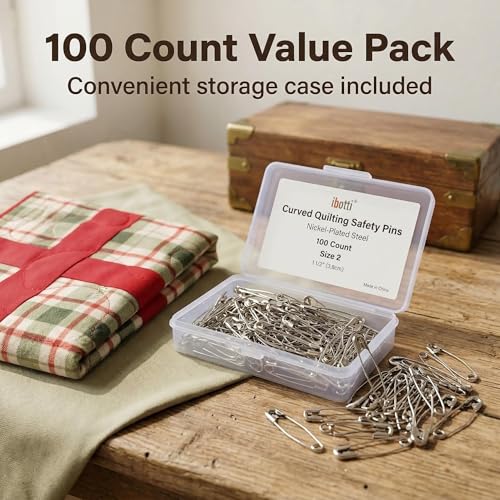 Curved Safety Pins for Quilting (100 Count)