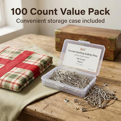Curved Safety Pins for Quilting (100 Count)