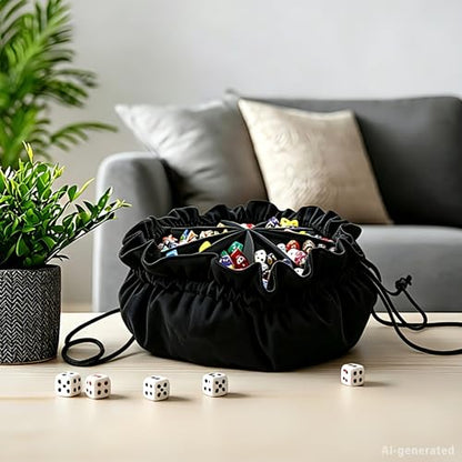 Large Dice Bag with Pockets Big Capacity Dice Bag Drawstring Pouch
