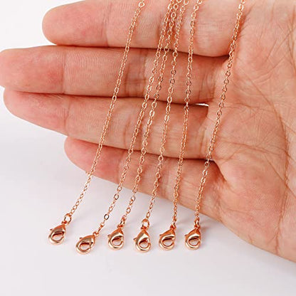 12PCS Rose Gold Plated Solid Brass Chians Hypoallergenic (12 Count)