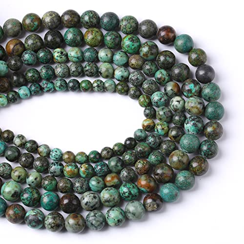 10mm 38pcs Natural African Turquoise Stone Beads for Jewelry Making Round Loose Gemstone Beads DIY Bracelet Necklace Earrings (16 Count)