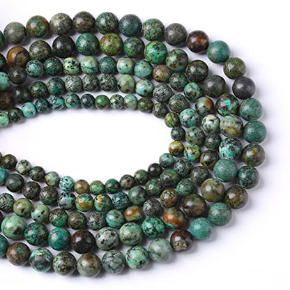10mm 38pcs Natural African Turquoise Stone Beads for Jewelry Making Round Loose Gemstone Beads DIY Bracelet Necklace Earrings (16 Count)
