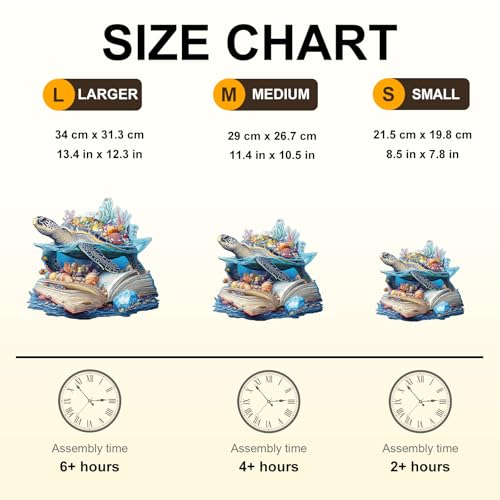 Story Turtle Puzzles Book Coral Seashells Ocean Sea Puzzle Adults Gifts for Women Men Wooden 90 Pieces 8.5 * 7.8in