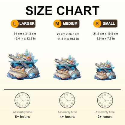 Story Turtle Puzzles Book Coral Seashells Ocean Sea Puzzle Adults Gifts for Women Men Wooden 160 Pieces 11.4 * 10.5in