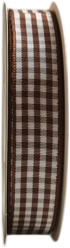 Micomon Brown and White Gingham Ribbon Buffillo Gingham Ribbon 25 Yards Each Roll 100% Polyester (5/8", Brown) - Crafty Corner