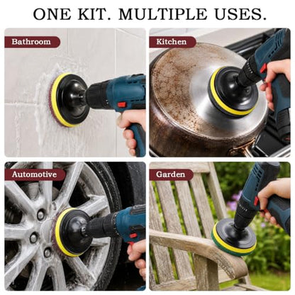5 Inch 30 PCS Scouring Pads Drill Brush Power Scrubber Cleaning Kit