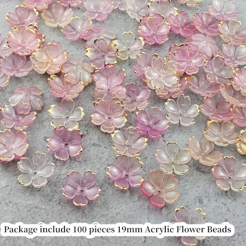 100pcs Acrylic Flower Beads (100 Count)