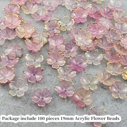 100pcs Acrylic Flower Beads (100 Count)