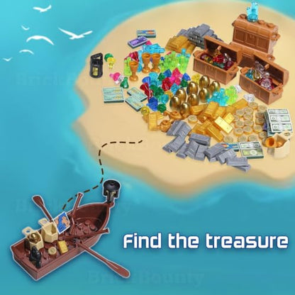 220 Pcs Pirate Treasure Money Parts Building Blocks Expedition Wooden Boats