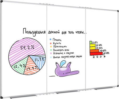 XBoard 118 x 48 Inch Magnetic Dry Erase Board, Oversized Foldable Whiteboard with Marker Tray 10' x 4' | Aluminum Frame