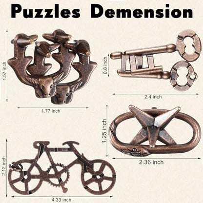 9 Pcs Metal Brain Teasers 3D Steel Puzzle Set (9 Count)