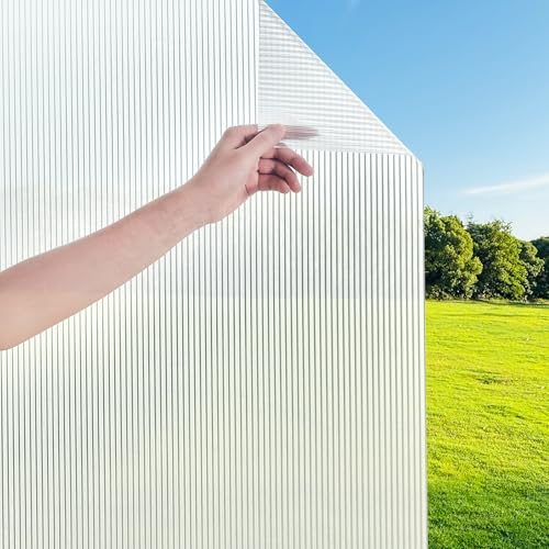 Reeded Glass Privacy Film Frosted Window Cling Window Privacy Film 3D Decor UV Blocking Heat Control Static Cling Vinyl