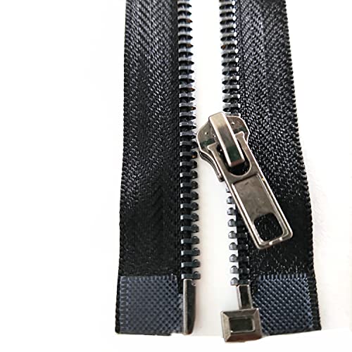 Zipper #5 24 Inch Separating Zipper Black Nickel Metal Zipper 60 cm Zipper for Sewing Bag Crafts Jacket Zipper Repair Coats Bulk 2pcs