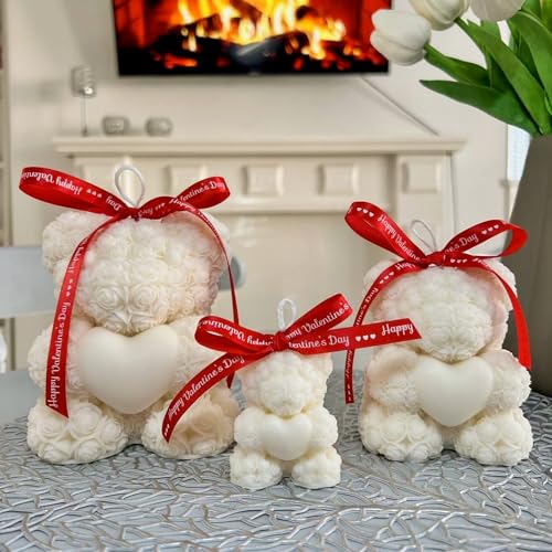 Extra Large 3D Rose Bear Silicone Molds for Candle Epoxy Resin DIY Crafts