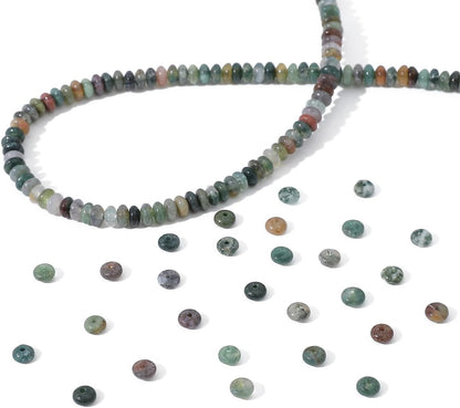 Natural Indian Agate Disk Stone Beads 4x2mm 160pcs Rondelle Loose Semi Gemstone Beads for Jewelry Making Design
