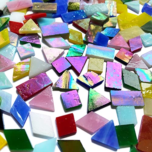 510 Pieces Iridescent Glass Mosaic Tiles for Crafts (510 Count)