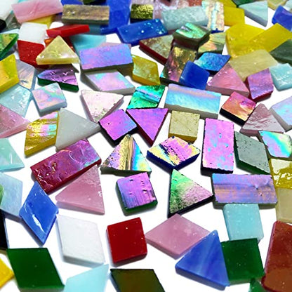 510 Pieces Iridescent Glass Mosaic Tiles for Crafts (510 Count)