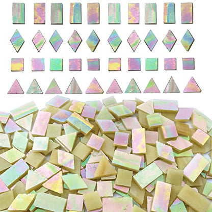Iridescent Amber Glass Mosaic Tiles for Crafts (9 Ounce)