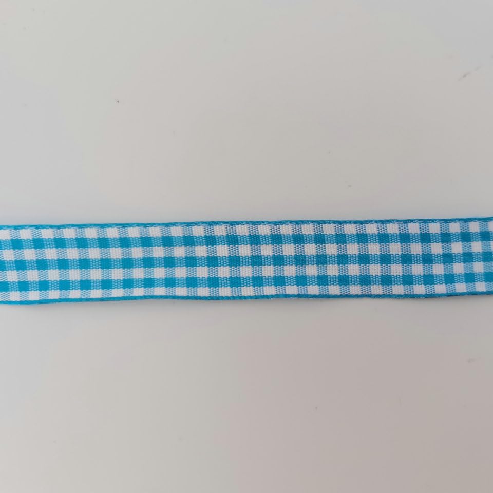 Vivid Blue and White Woven Edge Plaid Ribbon 100% Polyester Gingham Ribbon 25 Yards Each Roll (75 Foot)
