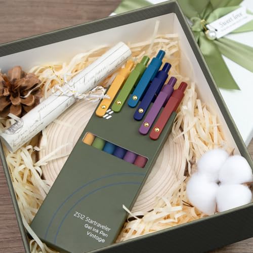 Gel Pens 6 Pack Gold Retro 0.5mm Black Ink Pens Fine Point Smooth Writing Pens for School Office Supplies (6 Count)
