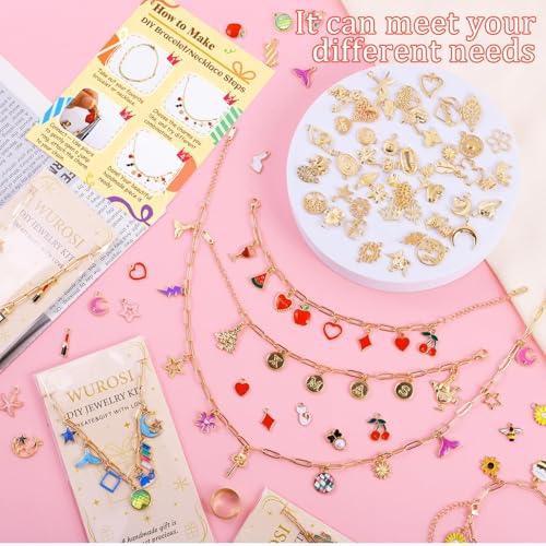Gold 443PCS Gold Charm Bracelet Necklace Making Kit for Women (443 Count)