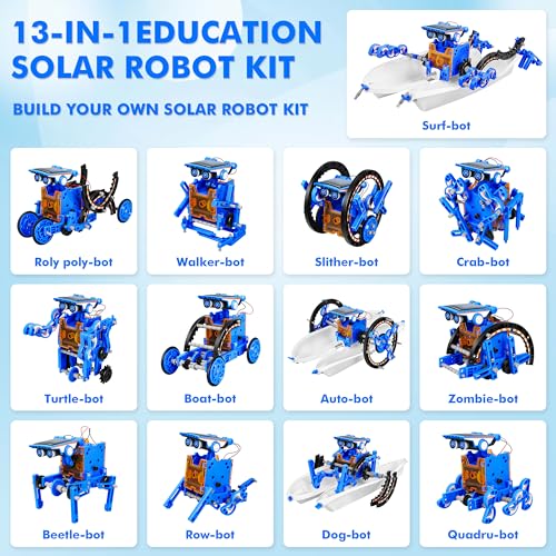STEM 13-in-1 Education Solar Power Robots Toys for Boys Age 8+ , Educational Toy DIY Science Kits for Kids, Building Experiment Robotics Set Birthday Gifts for 8+ years old boys and girls . (13 Count)