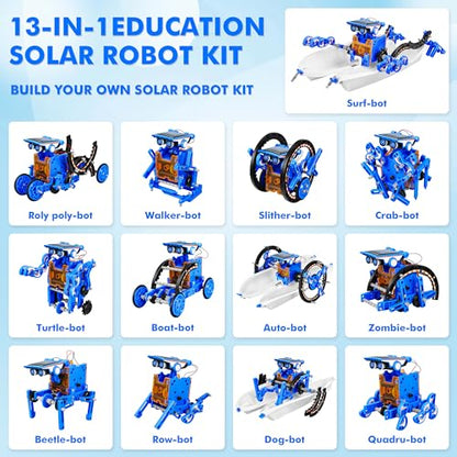 STEM 13-in-1 Education Solar Power Robots Toys for Boys Age 8+ , Educational Toy DIY Science Kits for Kids, Building Experiment Robotics Set Birthday Gifts for 8+ years old boys and girls . (13 Count)