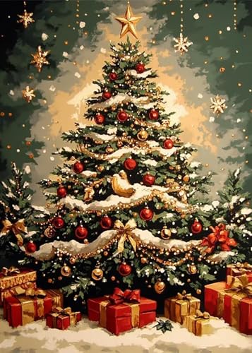 Christmas Stamped Cross Stitch Kits for Beginners Adults 11CT
