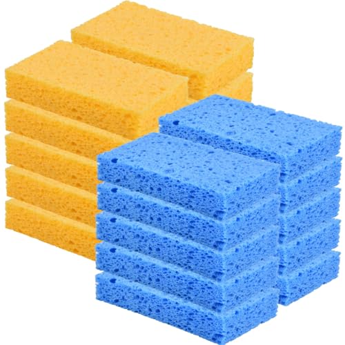 20 Pack Sponges Kitchen Natural Compressed Cellulose Sponges for Dishes Non Scratch for Household Cookware Bathroom Cars Soft Super Absorbent Reusable (20 Count)