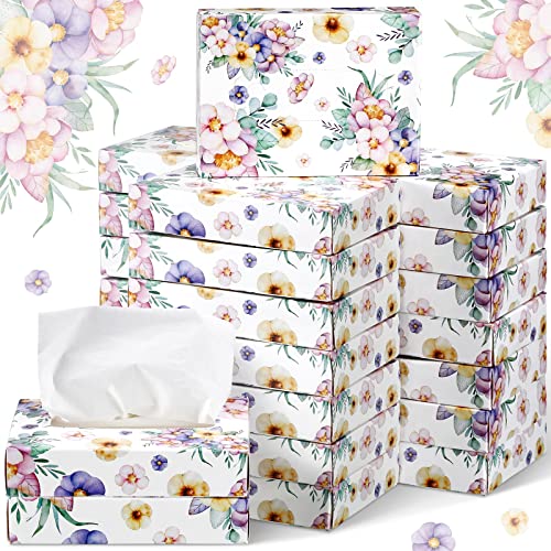 24 Packs 960 Sheets Tissue Cube Car Facial Boxes Disposable Facial Travel Tissues Holder Soft Watercolor Boxes 2 Ply 40 Sheets for Wedding Household Car Kitchen Bathroom (960 Count)