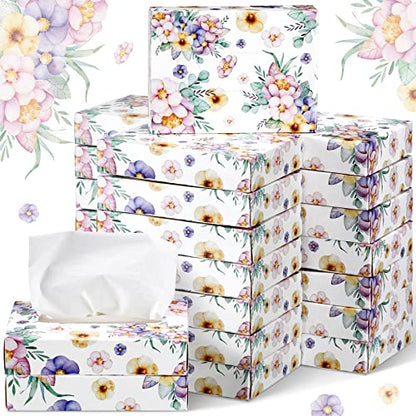 24 Packs 960 Sheets Tissue Cube Car Facial Boxes Disposable Facial Travel Tissues Holder Soft Watercolor Boxes 2 Ply 40 Sheets for Wedding Household Car Kitchen Bathroom (960 Count)