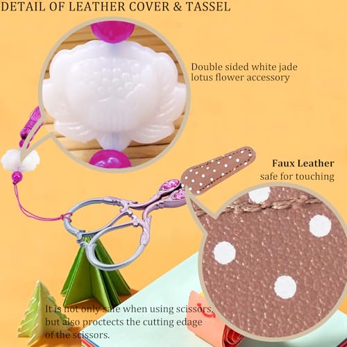 Cross Stitch Scissors Sharp Stainless Steel Dressmaker Scissor with Cover Tassel Vintage Needlework Shears for Embroidery Sewing Machine Needlework Beading DIY Threading